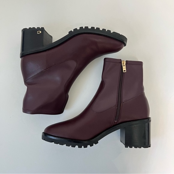 Coach Joy Logo Ankle Boots In Dark Cranberry Color - New In Box - Reemoly - Picture 11 of 16